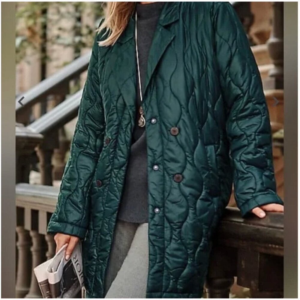 J. Jill teal quilted puffer jacket